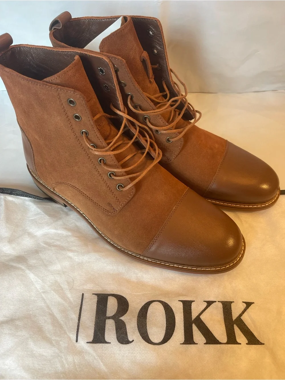 ROKK Berlin Boots Mens 10 Brown Suede Leather Handmade Custom Heritage NWOT